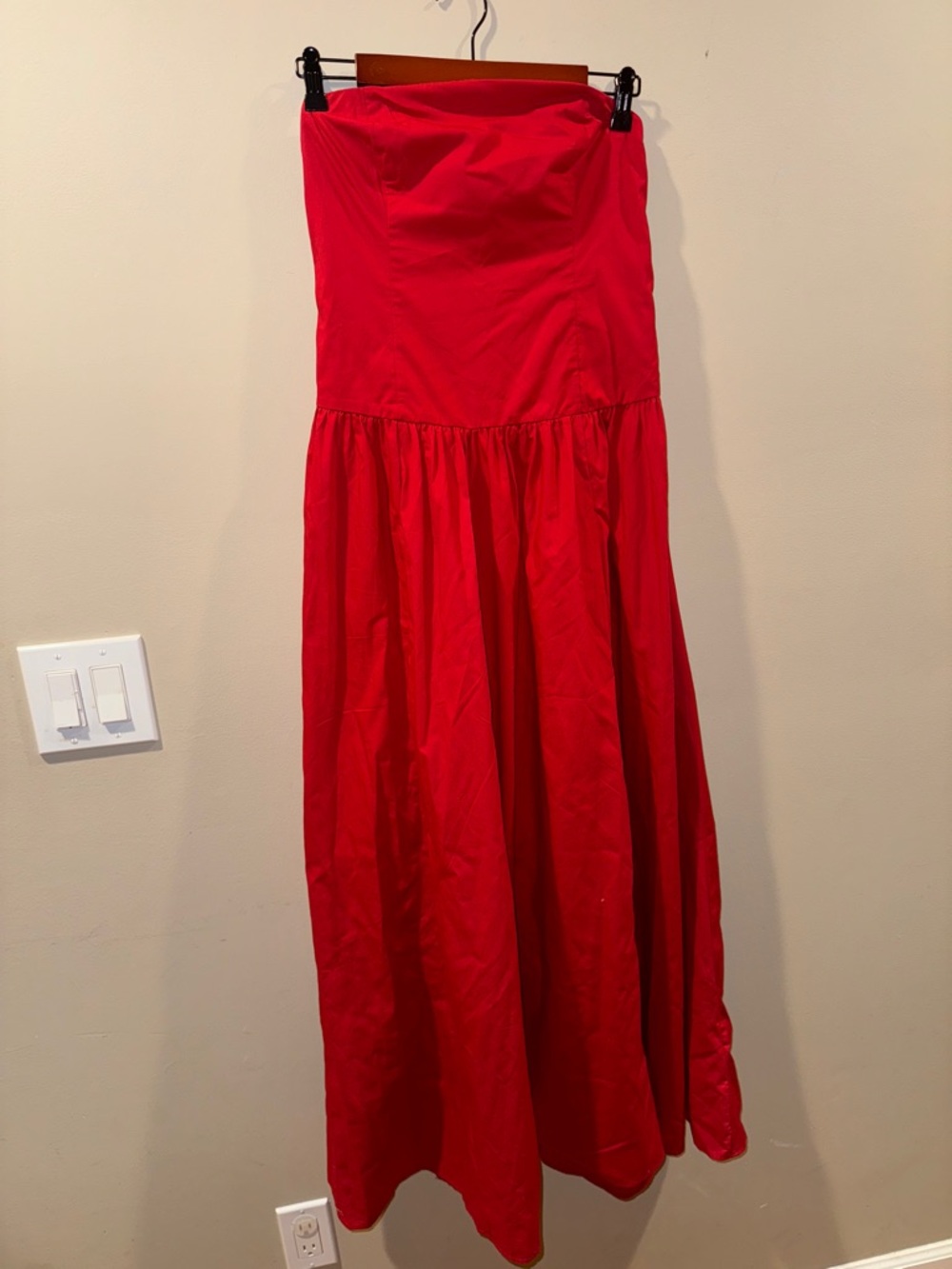 Abercrombie & Fitch Strapless Red Midi Dress